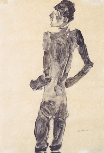 站立的男性背部行为 作者 Egon Schiele